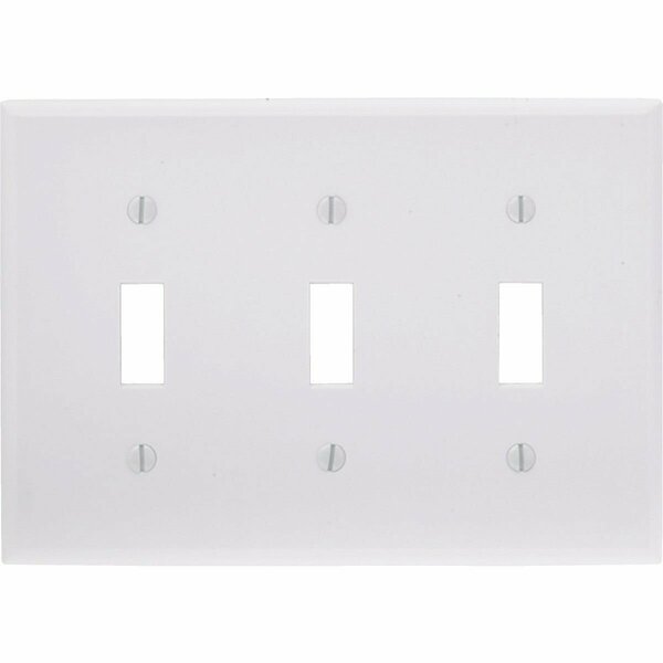 Leviton 3-Gang Plastic Toggle Switch Wall Plate, White 001-88011